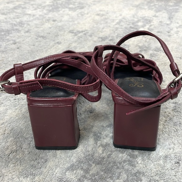 Seychelles Charter Leather Cross Cross Strappy Cage Sandals Chunky Heel Sz 6 - Picture 5 of 11